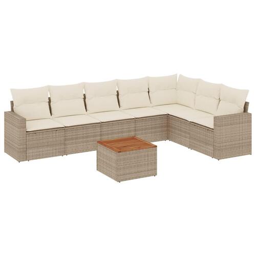 Sofasæt til haven 8 dele med hynder polyrattan beige