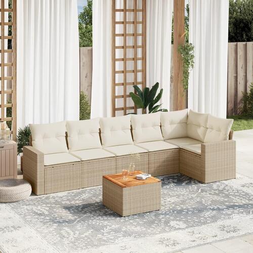 Sofasæt til haven 7 dele med hynder polyrattan beige