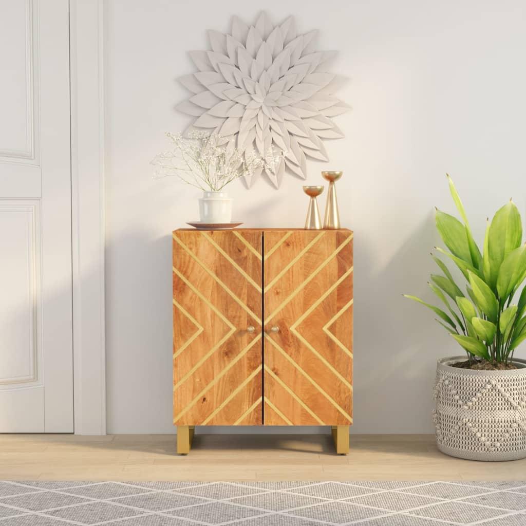 Skænk 60x33,5x75 cm massivt mangotræ brun og sort