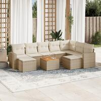 Sofasæt til haven 10 dele med hynder polyrattan beige