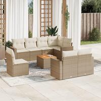 Sofasæt til haven 9 dele med hynder polyrattan beige