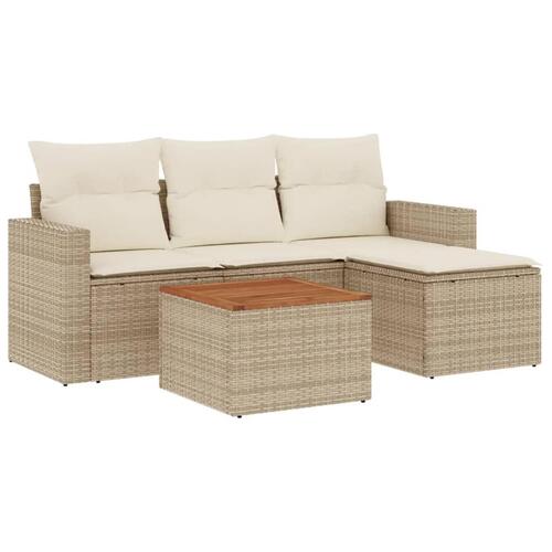 Sofasæt til haven 5 dele med hynder polyrattan beige