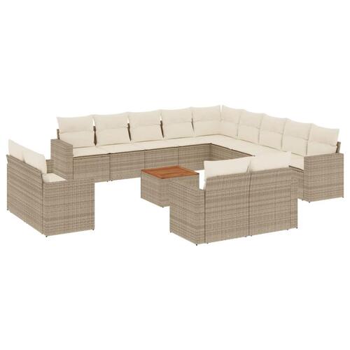 Sofasæt til haven 14 dele med hynder polyrattan beige