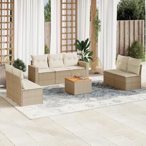 Sofasæt til haven 8 dele med hynder polyrattan beige