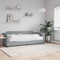 Daybed med madras 100x200 cm stof lysegrå