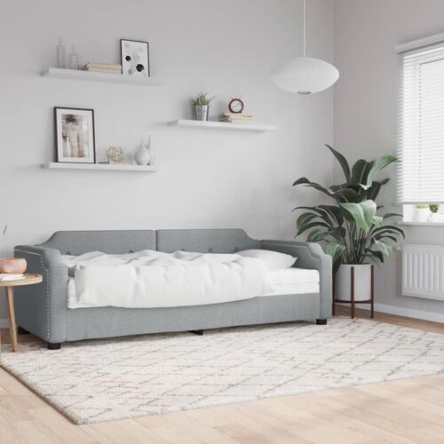 Daybed med madras 100x200 cm stof lysegrå