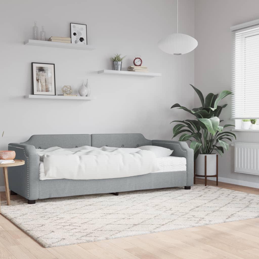Daybed med madras 100x200 cm stof lysegrå