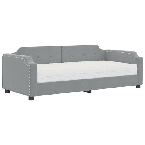 Daybed med madras 100x200 cm stof lysegrå