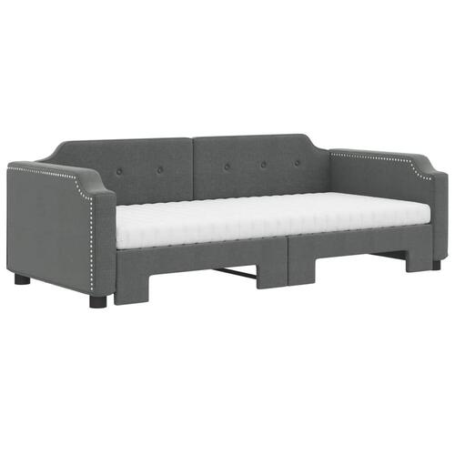 Daybed med udtræk og madras 90x190 cm stof mørkegrå