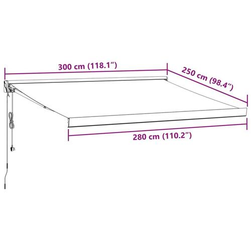 Markise 300x250 cm automatisk betjening brun