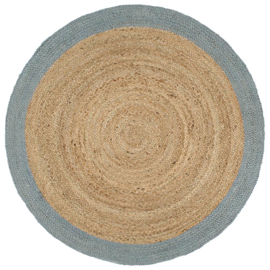 Håndlavet gulvtæppe 210 cm jute olivengrøn kant