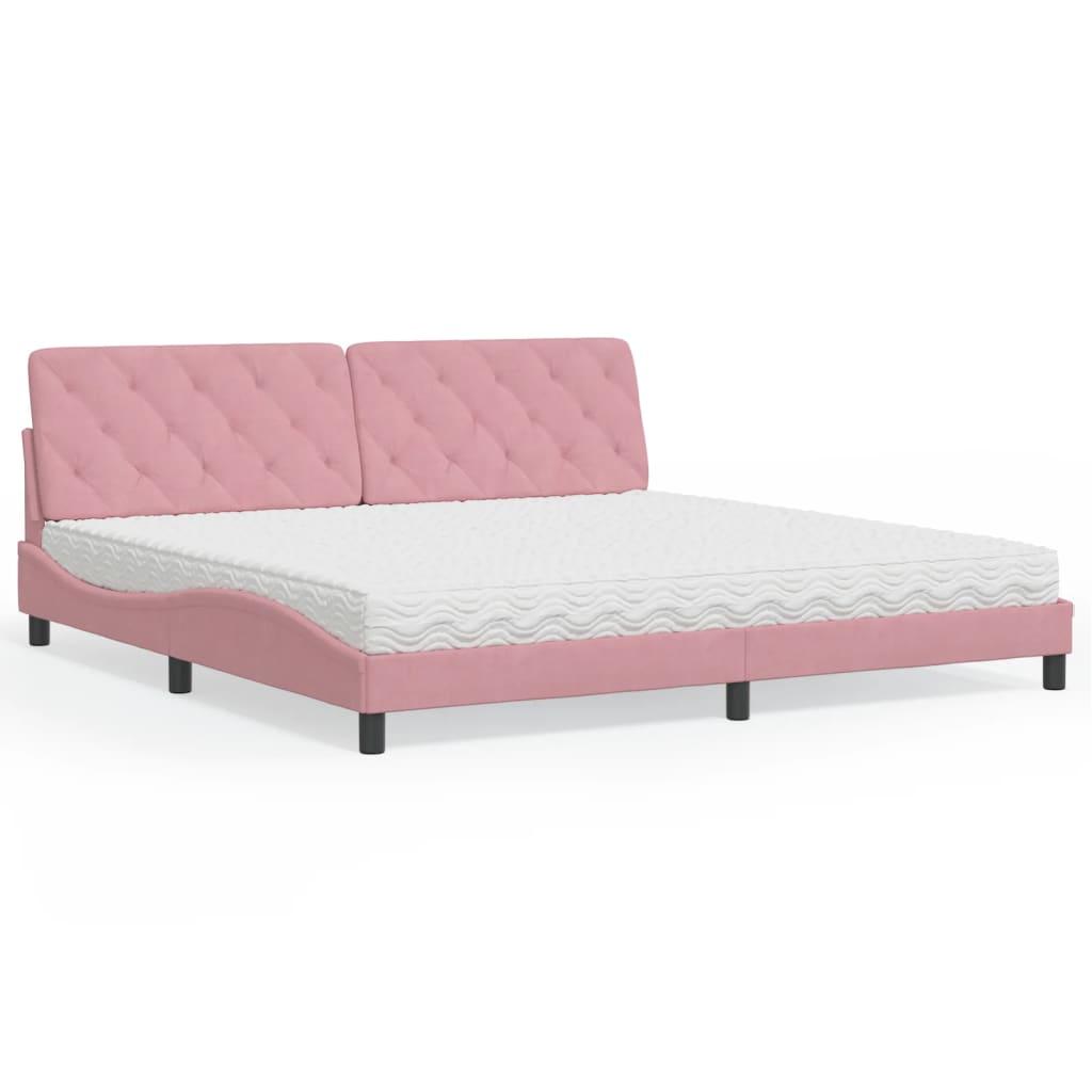 Seng med madras 200x200 cm velour lyserød billede