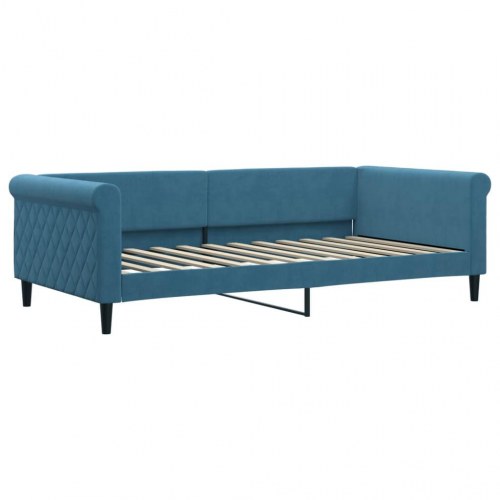 Daybed med madras 100×200 cm - velour, blå