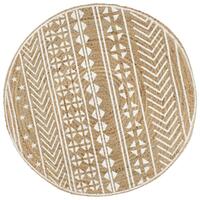 Håndlavet tæppe med hvidt print jute 120 cm