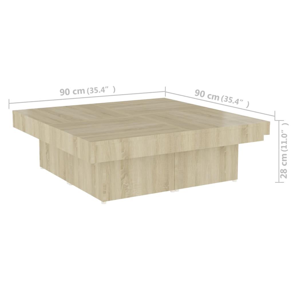 Sofabord 90x90x28 cm konstrueret træ sonoma-eg