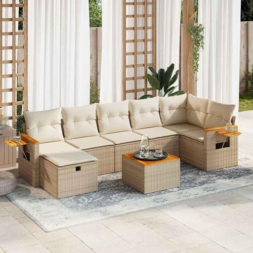 Sofasæt til haven 8 dele med hynder polyrattan beige