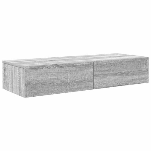 Væghylde med skuffer 100x36x19 cm konstrueret træ grå sonoma-eg