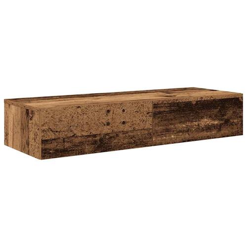 Væghylde med skuffer 100x36x19 cm konstrueret træ antikt træ