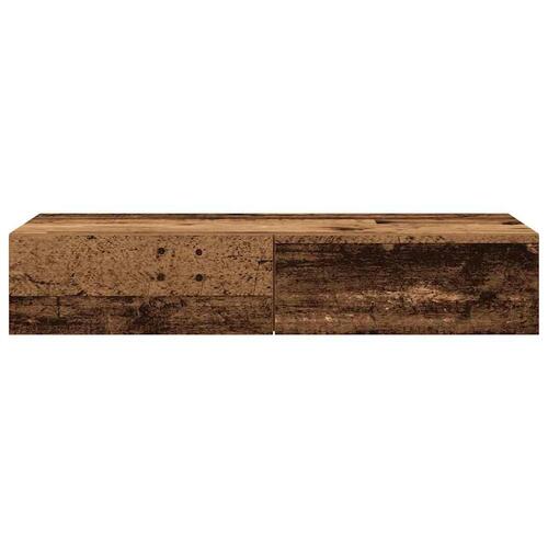 Væghylde med skuffer 100x36x19 cm konstrueret træ antikt træ