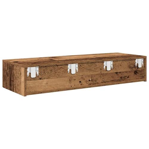 Væghylde med skuffer 100x36x19 cm konstrueret træ antikt træ
