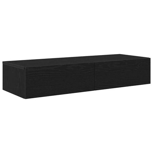 Væghylde med skuffer 100x36x19 cm konstrueret træ sort
