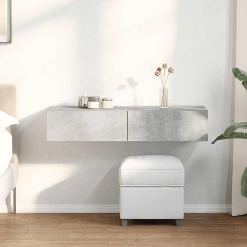 Væghylde med skuffer 100x36x19 cm konstrueret træ betongrå