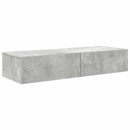 Væghylde med skuffer 100x36x19 cm konstrueret træ betongrå