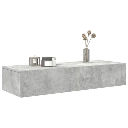 Væghylde med skuffer 100x36x19 cm konstrueret træ betongrå