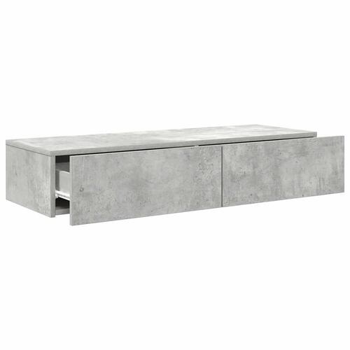 Væghylde med skuffer 100x36x19 cm konstrueret træ betongrå