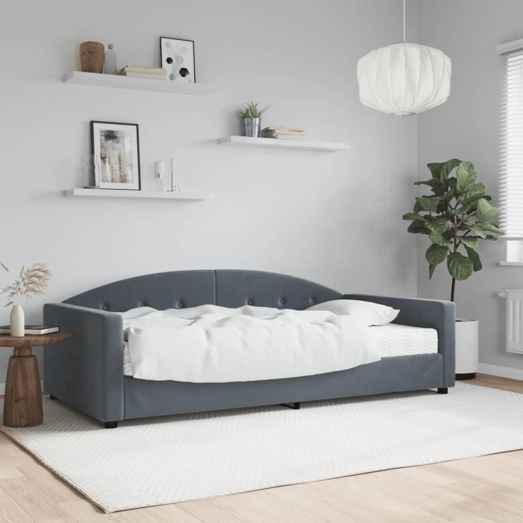 Daybed Velour Mørkegrå - med madras / 100 x 200 cm