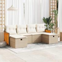 Sofasæt til haven 6 dele med hynder polyrattan beige