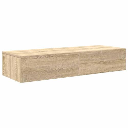 Væghylde med skuffer 100x36x19 cm konstrueret træ sonoma-eg