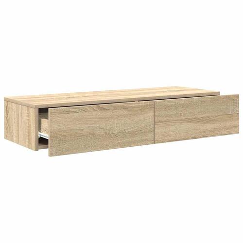 Væghylde med skuffer 100x36x19 cm konstrueret træ sonoma-eg