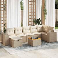 Sofasæt til haven 8 dele med hynder polyrattan beige