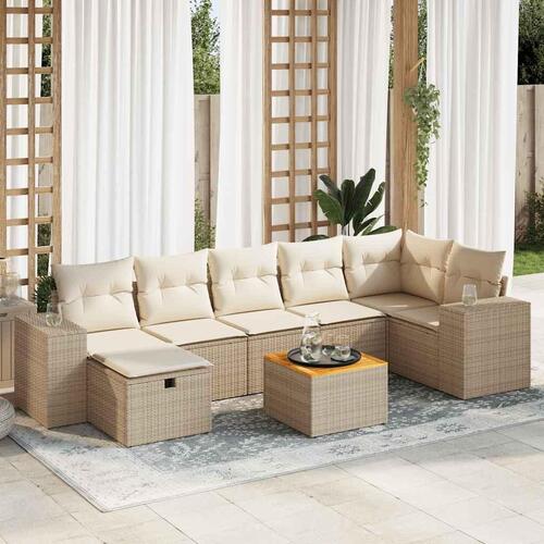 Sofasæt til haven 8 dele med hynder polyrattan beige