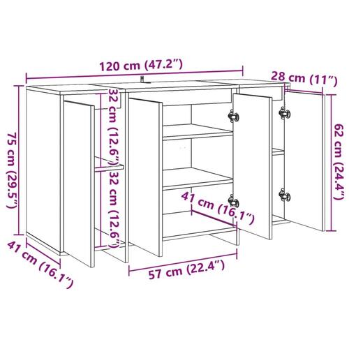 Skænk 120x41x75 cm konstrueret træ antikt træ
