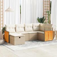 Sofasæt til haven 6 dele med hynder polyrattan beige
