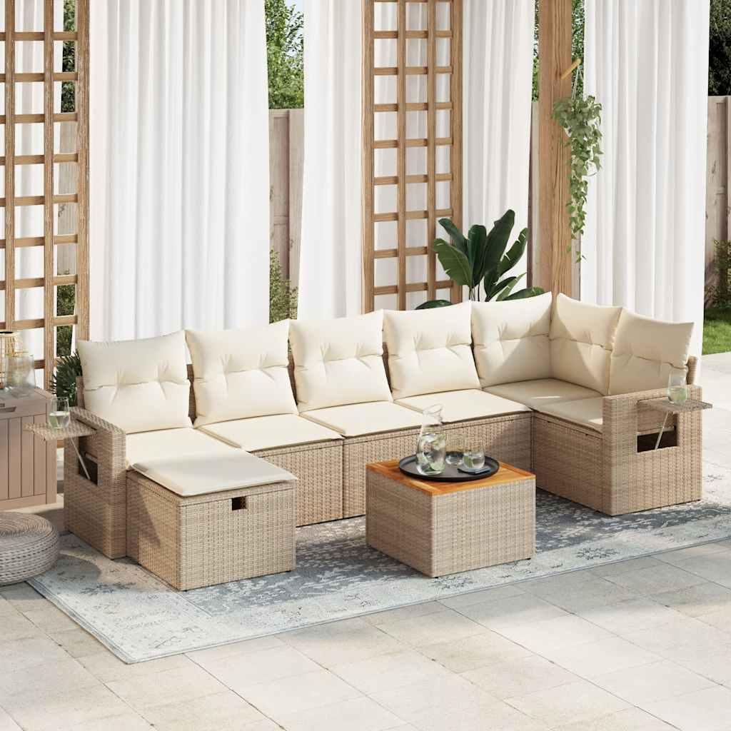 Sofasæt til haven 8 dele med hynder polyrattan beige