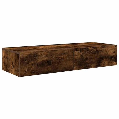 Væghylde med skuffer 100x36x19 cm konstrueret træ røget eg