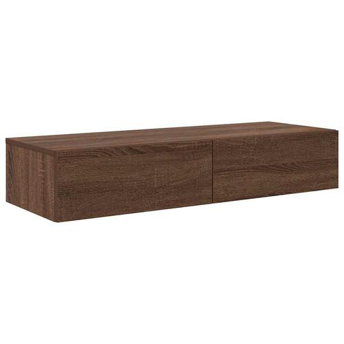 Væghylde med skuffer 100x36x19 cm konstrueret træ brun eg