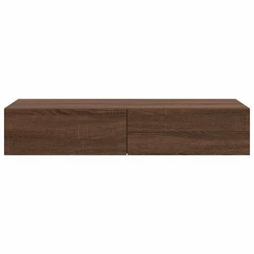 Væghylde med skuffer 100x36x19 cm konstrueret træ brun eg