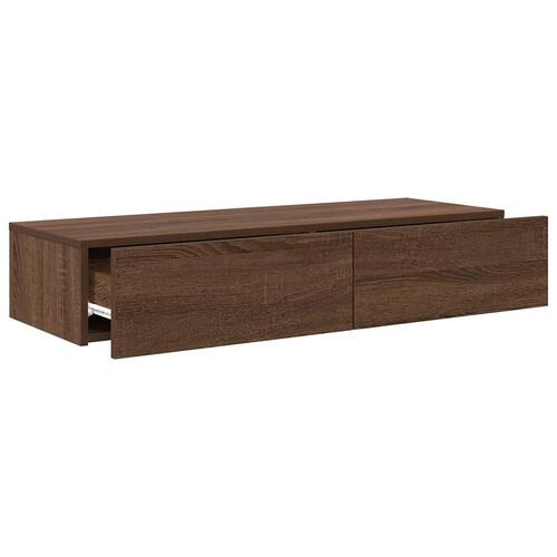 Væghylde med skuffer 100x36x19 cm konstrueret træ brun eg