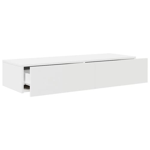 Væghylde med skuffer 100x36x19 cm konstrueret træ hvid