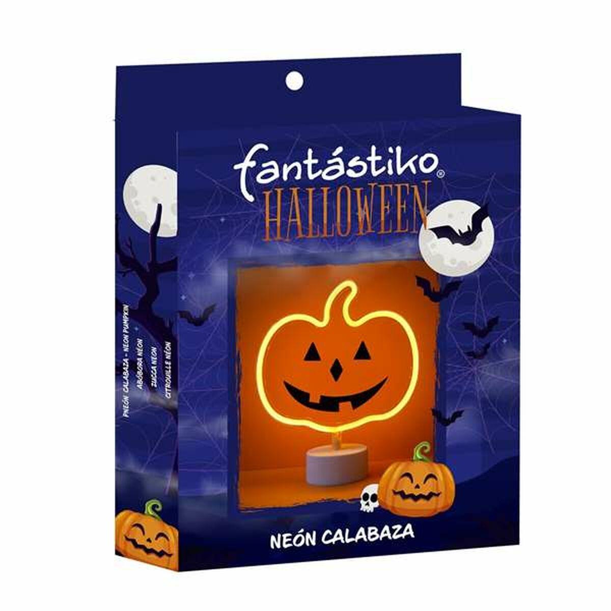 Juinsa Halloween neon græskar med fod - 26,5 × 22,8 cm