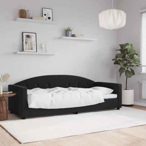 Daybed 80×200 cm i velour - sort sovesofa med lamelbund