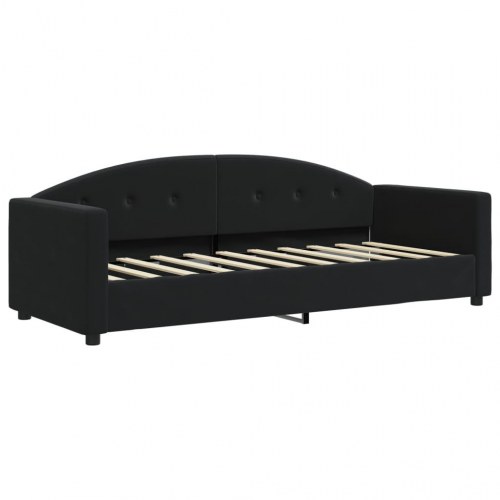 Daybed 80×200 cm i velour - sort sovesofa med lamelbund