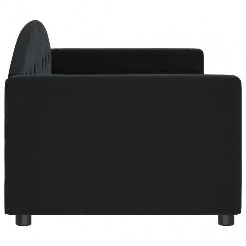 Daybed 80×200 cm i velour - sort sovesofa med lamelbund