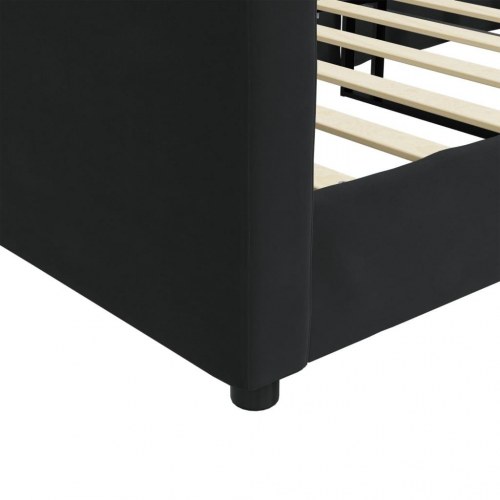 Daybed 80×200 cm i velour - sort sovesofa med lamelbund