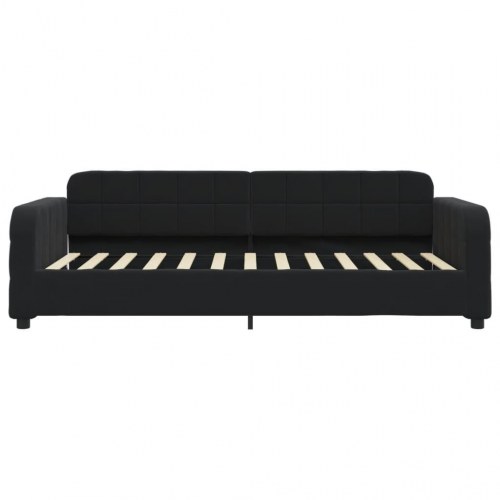 Daybed i velour - 100 x 200 cm, sort sengeramme/sovesofa