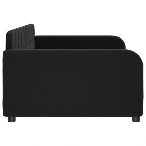 Daybed i velour - 100 x 200 cm, sort sengeramme/sovesofa